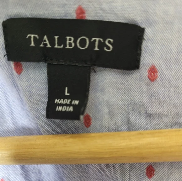 Talbots Floral Embroidered Chambray Blouse Size L - Picture 7 of 8